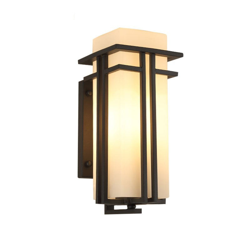 Glass Iron Rectangular Living Wall Lamp