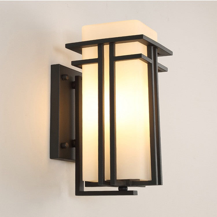 Glass Iron Rectangular Living Wall Lamp