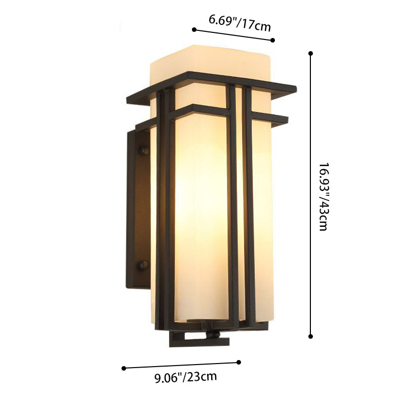 Glass Iron Rectangular Living Wall Lamp