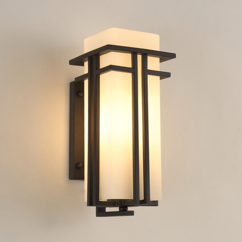 Glass Iron Rectangular Living Wall Lamp