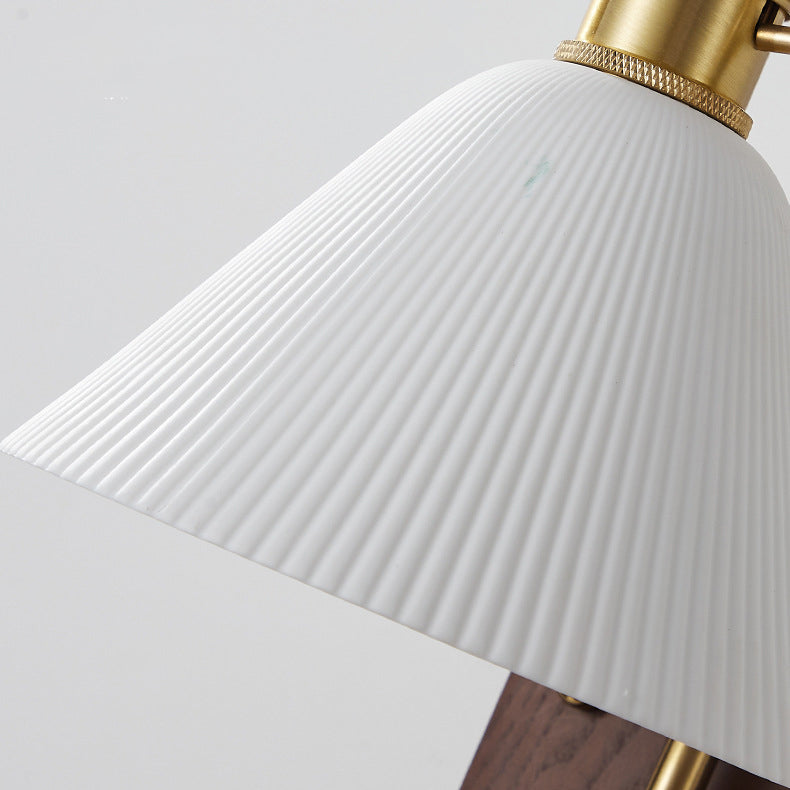 Ceramic Glass Walnut Wood Wall Lamp