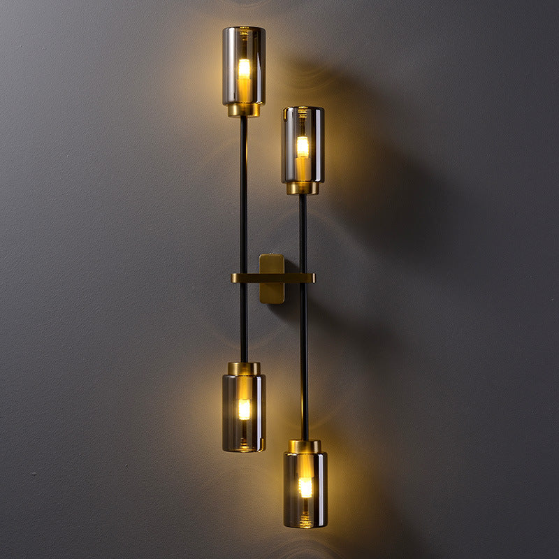 Brass Glass Cylinder Square Wall Lamp