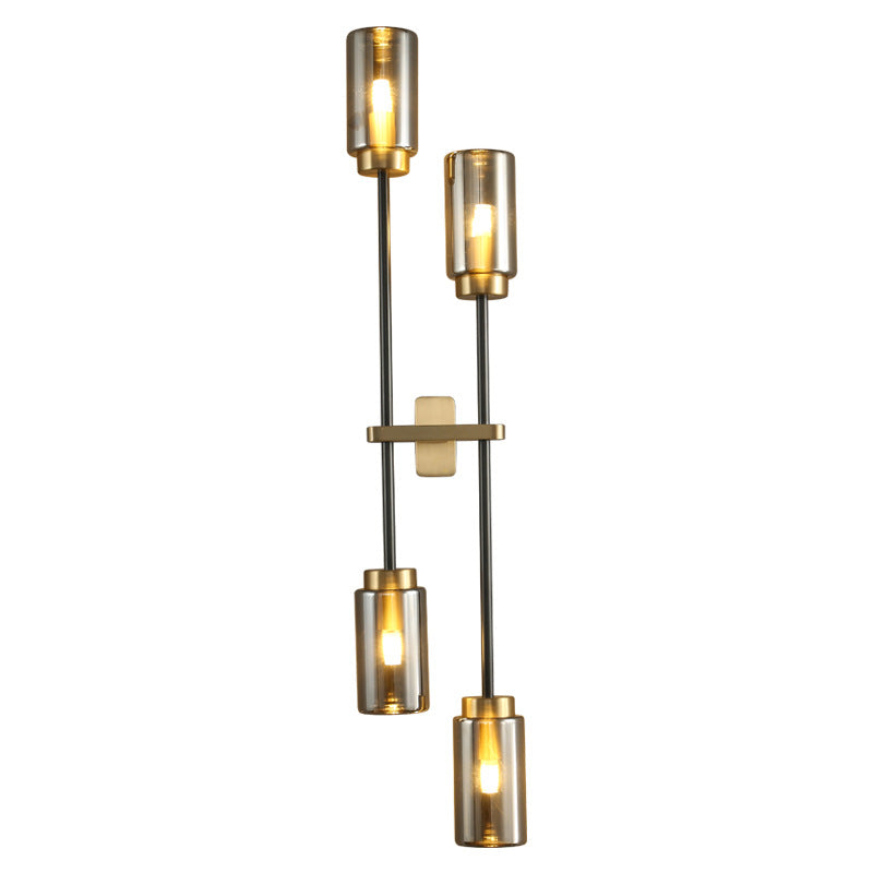 Brass Glass Cylinder Square Wall Lamp