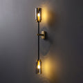 Brass Glass Cylinder Square Wall Lamp