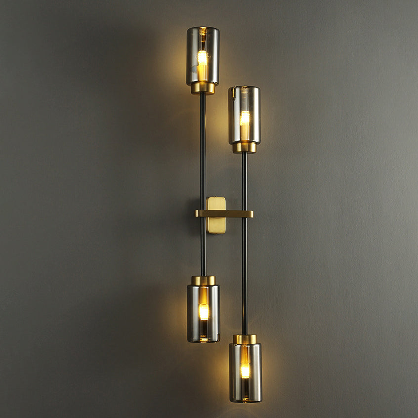 Brass Glass Cylinder Square Wall Lamp