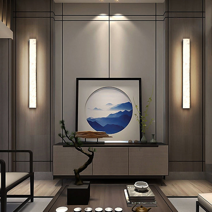 Brass Alabaster Rectangular Living Wall Lamp