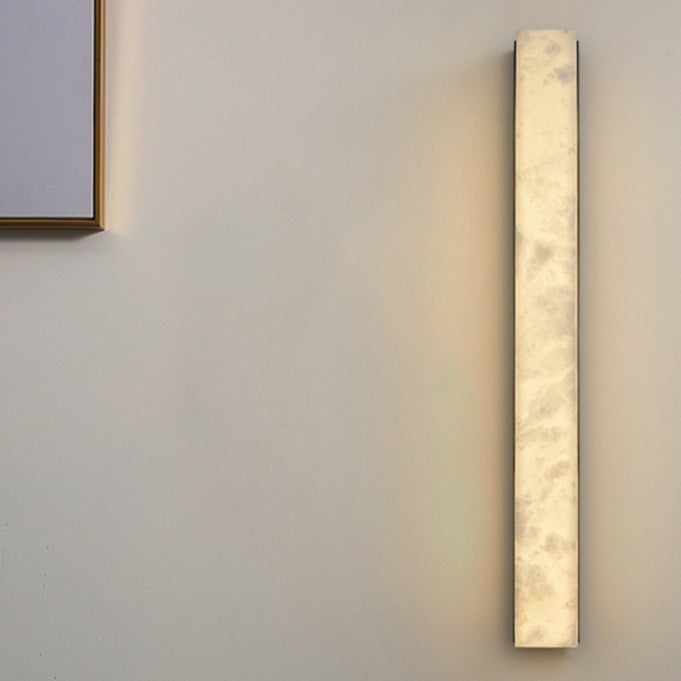 Brass Alabaster Rectangular Living Wall Lamp