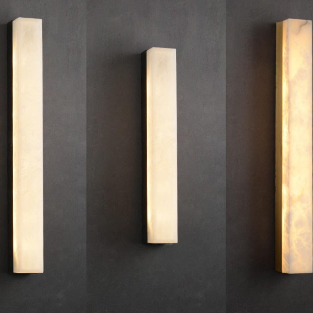 Brass Alabaster Rectangular Living Wall Lamp