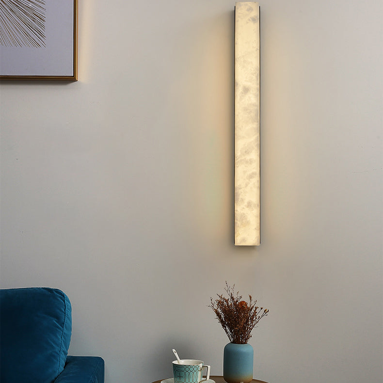 Brass Alabaster Rectangular Living Wall Lamp