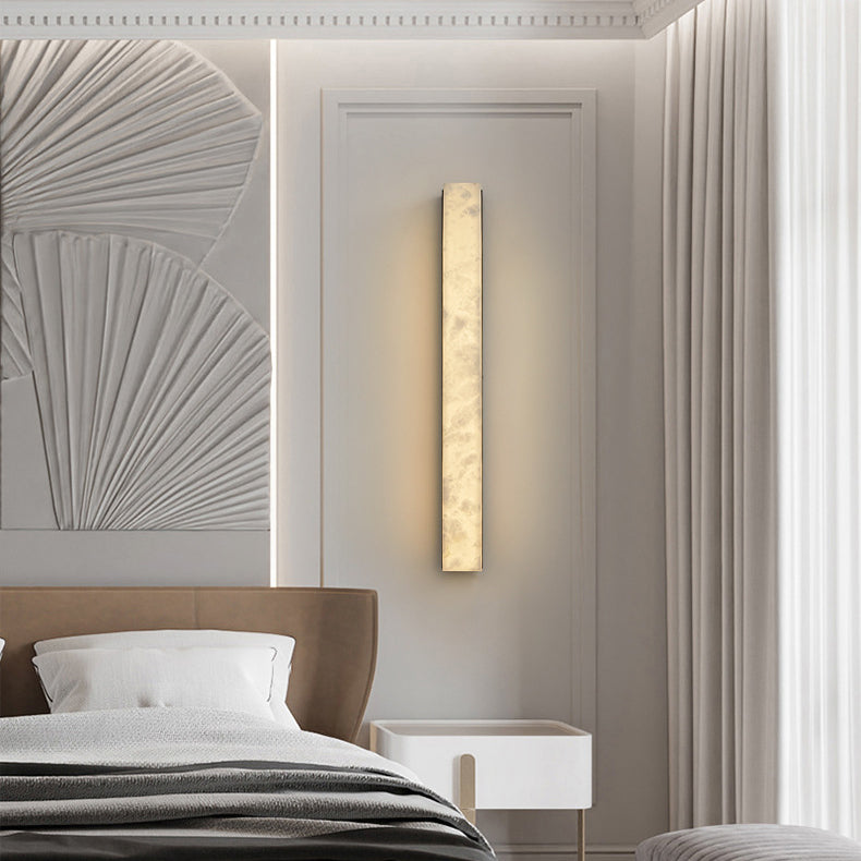 Brass Alabaster Rectangular Living Wall Lamp