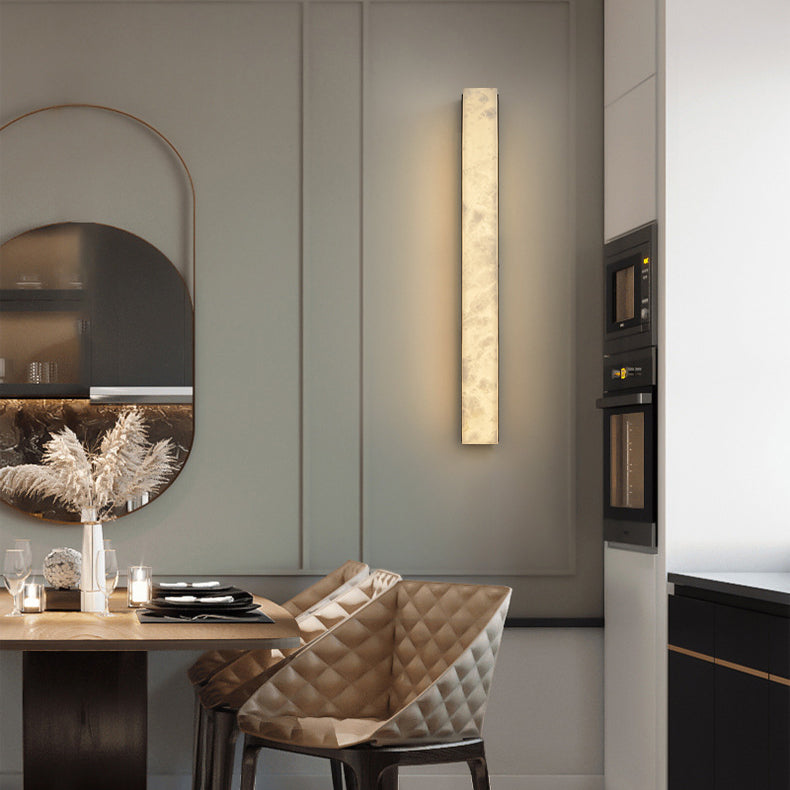 Brass Alabaster Rectangular Living Wall Lamp
