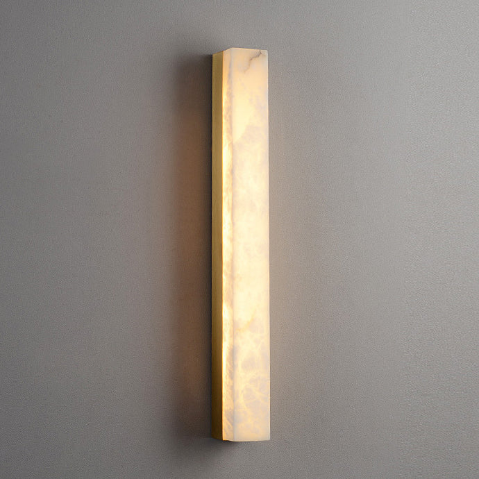 Brass Alabaster Rectangular Living Wall Lamp