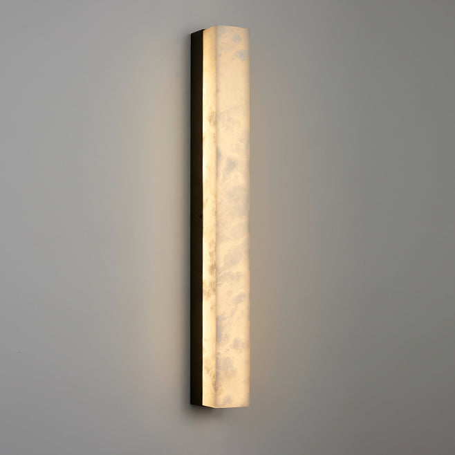 Brass Alabaster Rectangular Living Wall Lamp