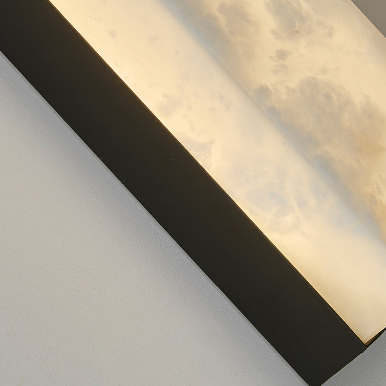 Brass Alabaster Rectangular Living Wall Lamp