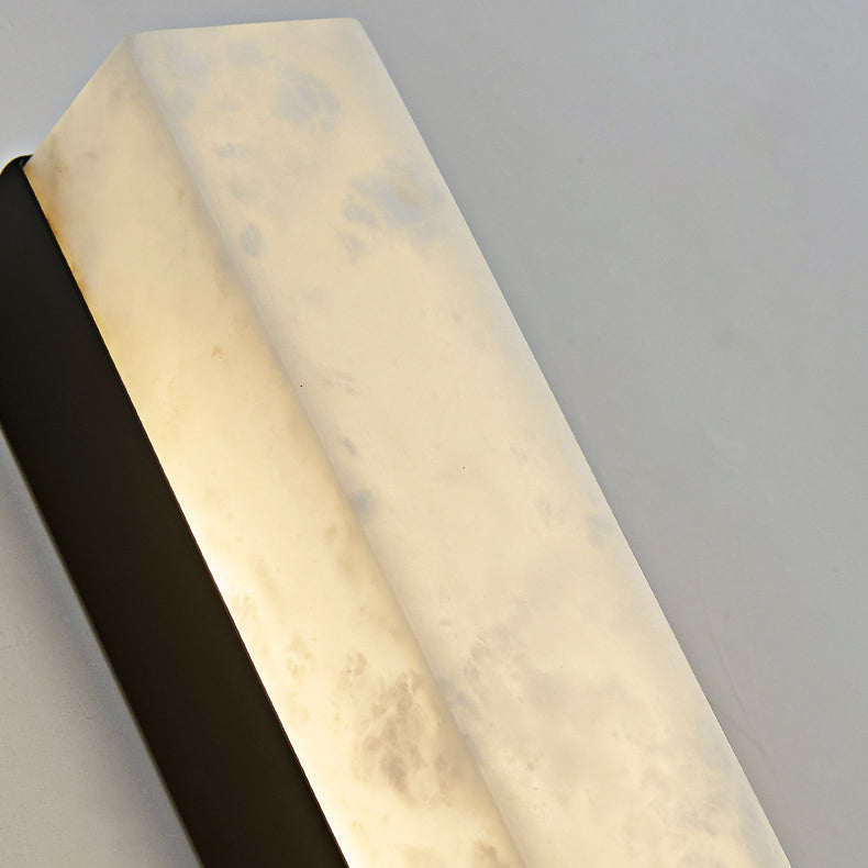 Brass Alabaster Rectangular Living Wall Lamp