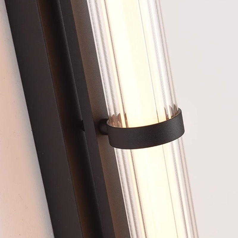 Iron Glass Rectangle Cylinder Wall Lamp