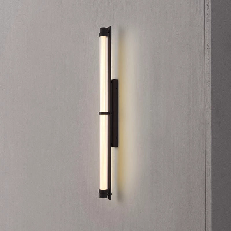 Iron Glass Rectangle Cylinder Wall Lamp