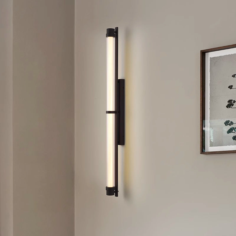 Iron Glass Rectangle Cylinder Wall Lamp