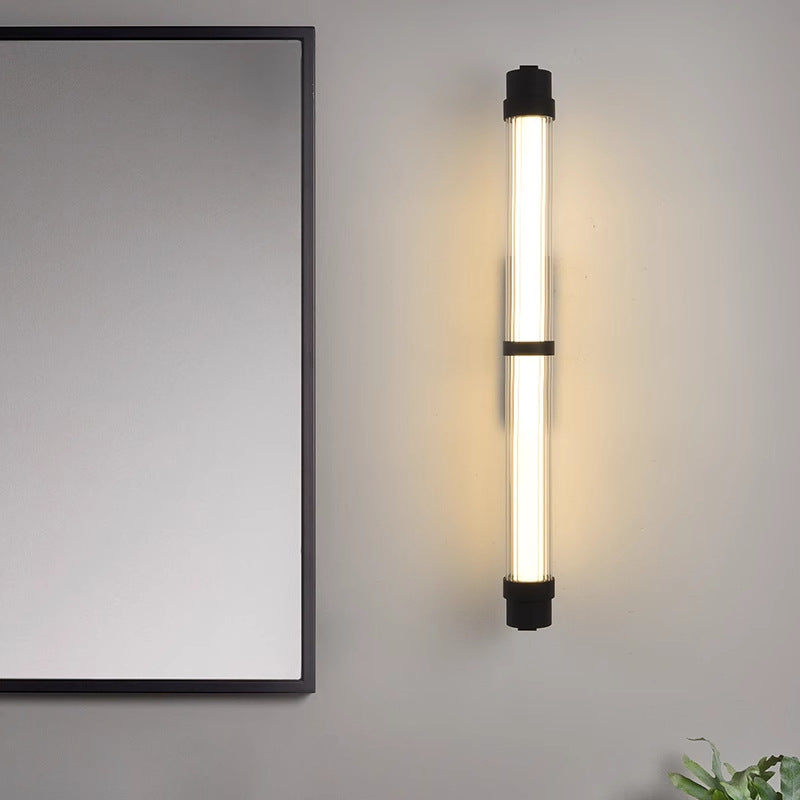 Iron Glass Rectangle Cylinder Wall Lamp