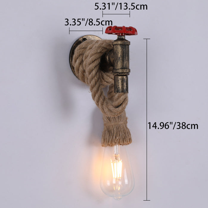 Hemp Rope Iron Faucet Wall Lamp