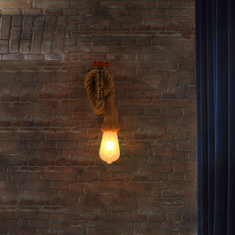 Hemp Rope Iron Faucet Wall Lamp