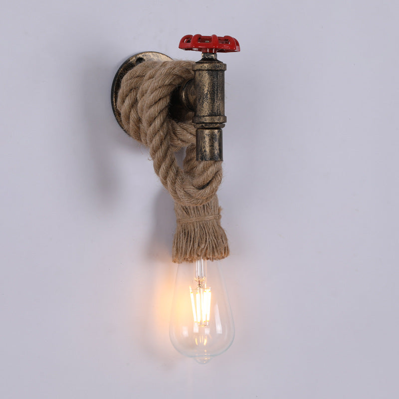 Hemp Rope Iron Faucet Wall Lamp