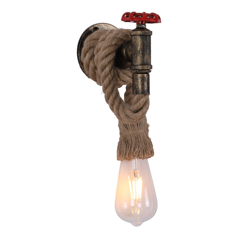 Hemp Rope Iron Faucet Wall Lamp