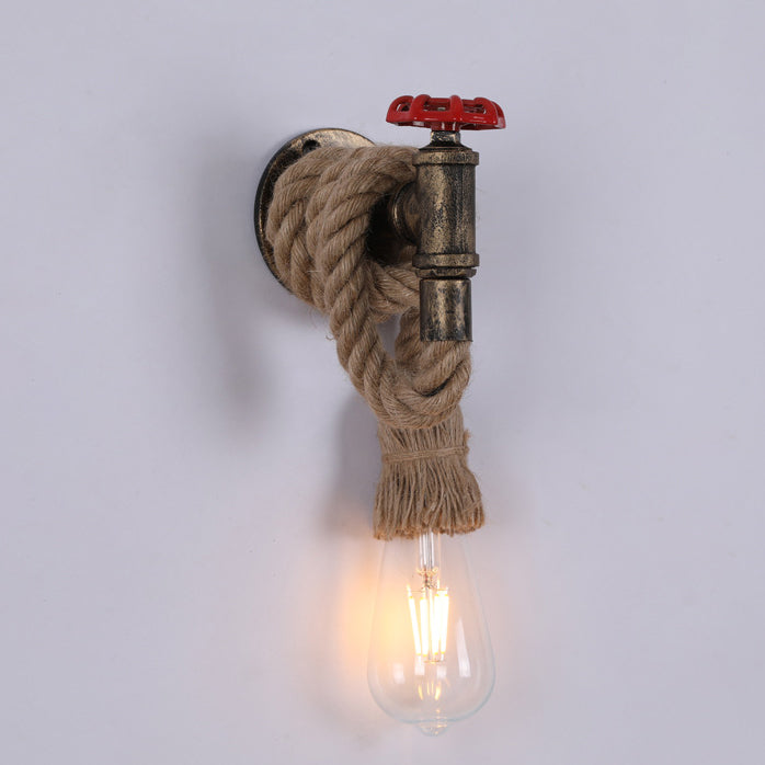 Hemp Rope Iron Faucet Wall Lamp