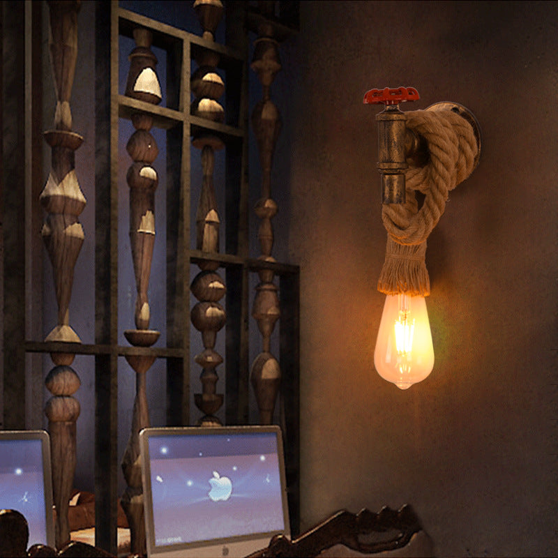 Hemp Rope Iron Faucet Wall Lamp