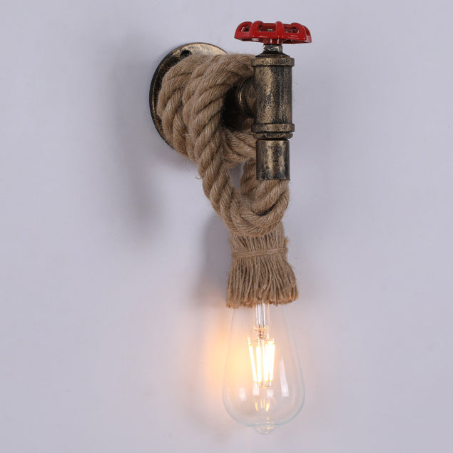 Hemp Rope Iron Faucet Wall Lamp