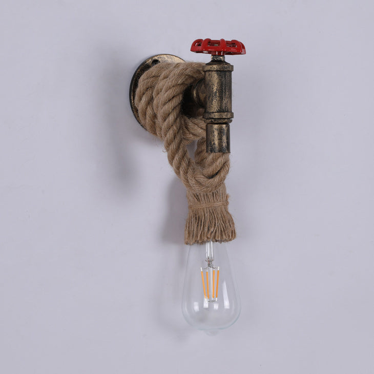 Hemp Rope Iron Faucet Wall Lamp
