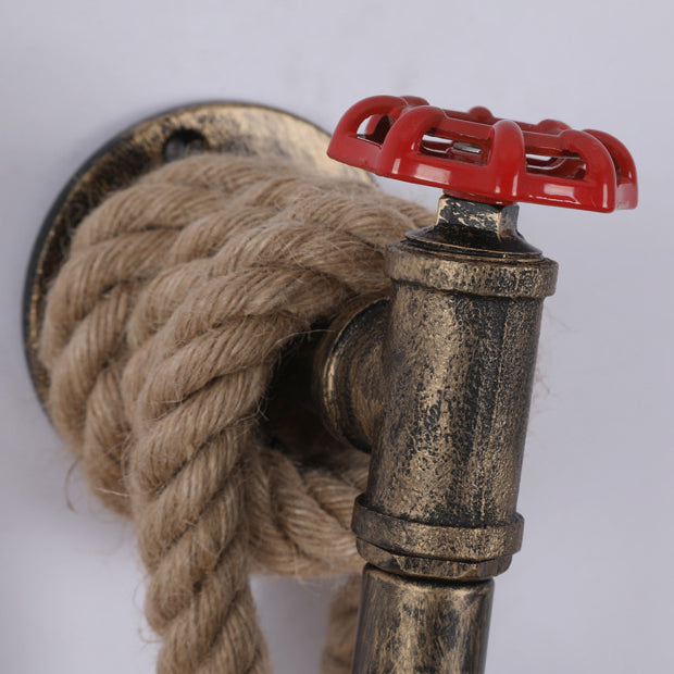Hemp Rope Iron Faucet Wall Lamp