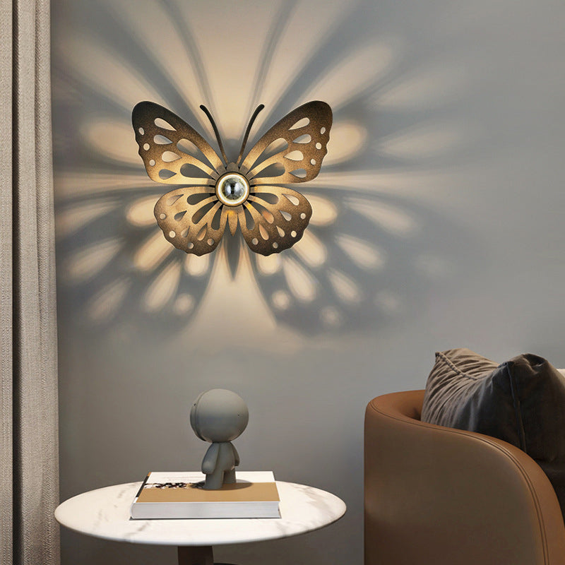 Iron Deer Butterfly Snowflake Wall Lamp