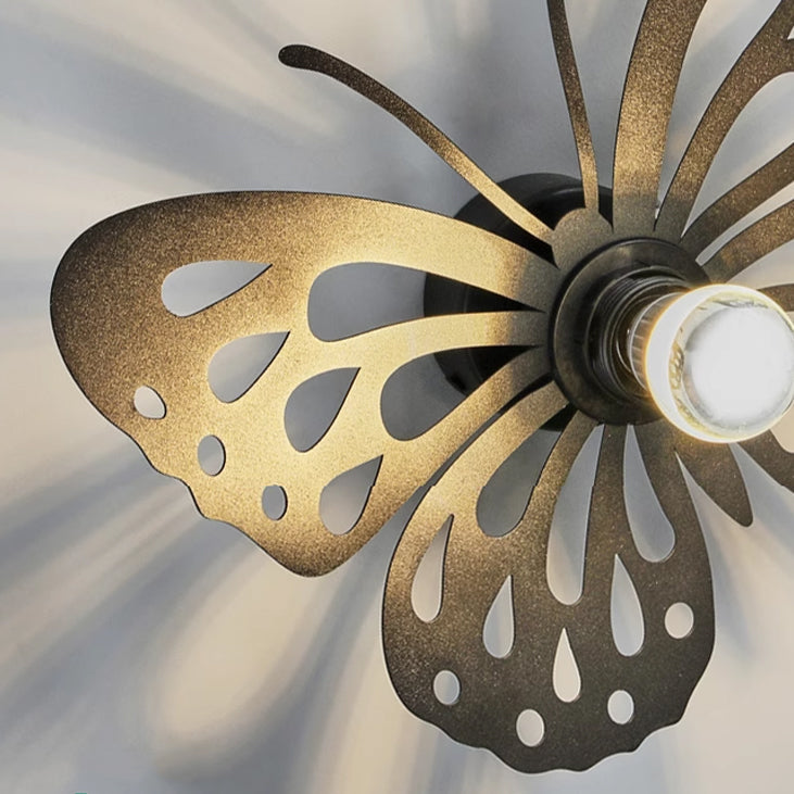 Iron Deer Butterfly Snowflake Wall Lamp