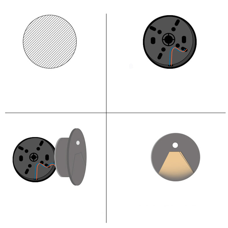 Aluminum Round Recessed Hallways Wall Lamp