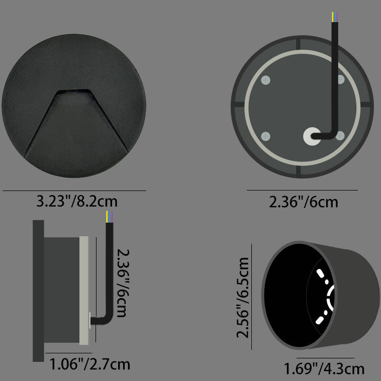 Aluminum Round Recessed Hallways Wall Lamp