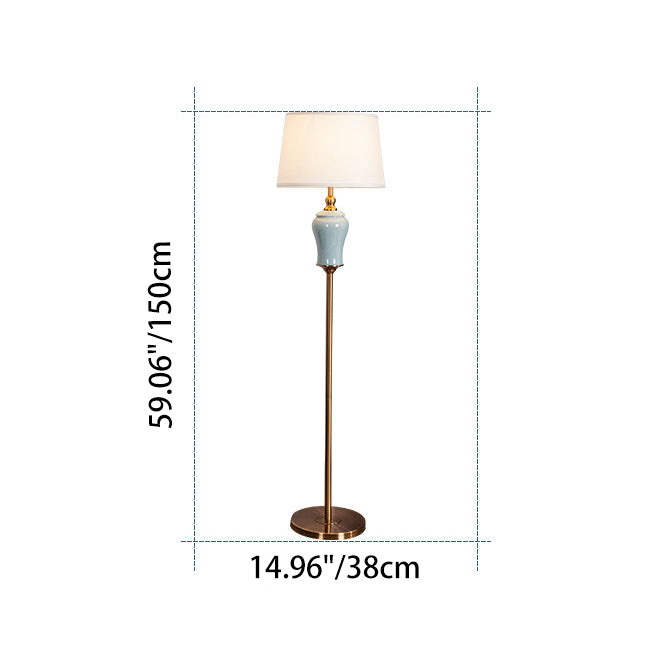 Ceramic Copper Fabric Column Floor Lamp