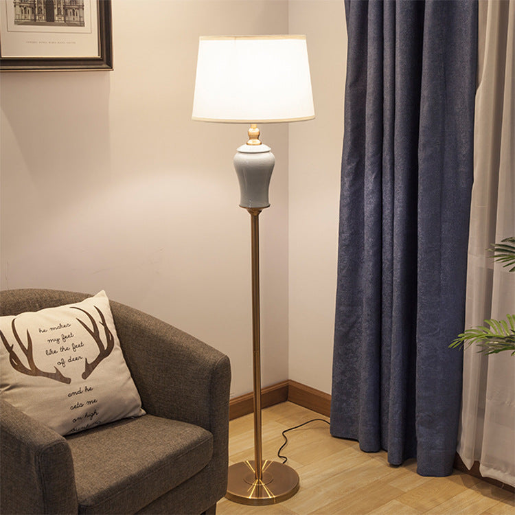 Ceramic Copper Fabric Column Floor Lamp