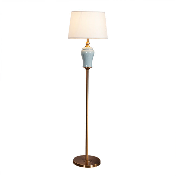 Ceramic Copper Fabric Column Floor Lamp