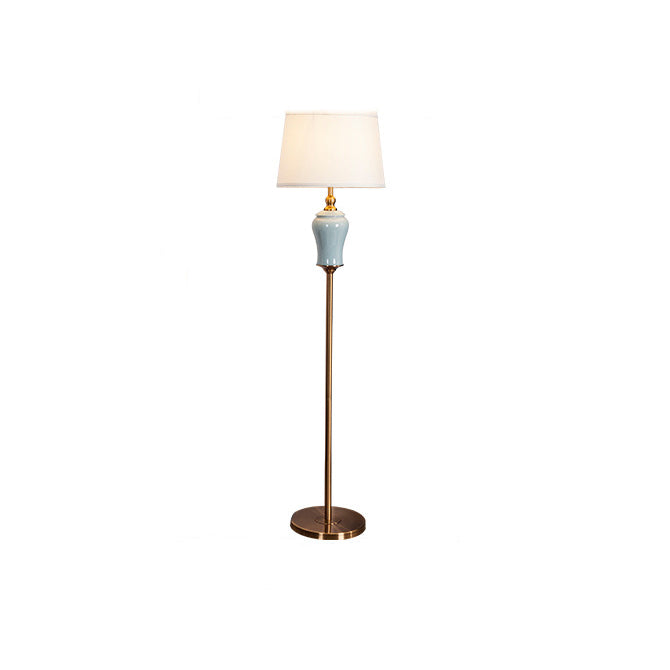 Ceramic Copper Fabric Column Floor Lamp