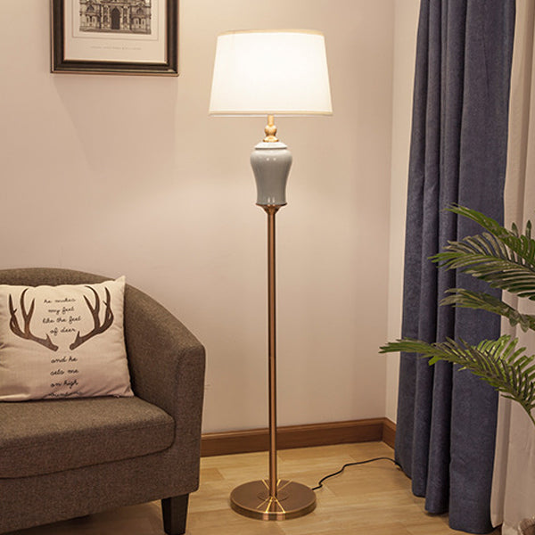 Ceramic Copper Fabric Column Floor Lamp