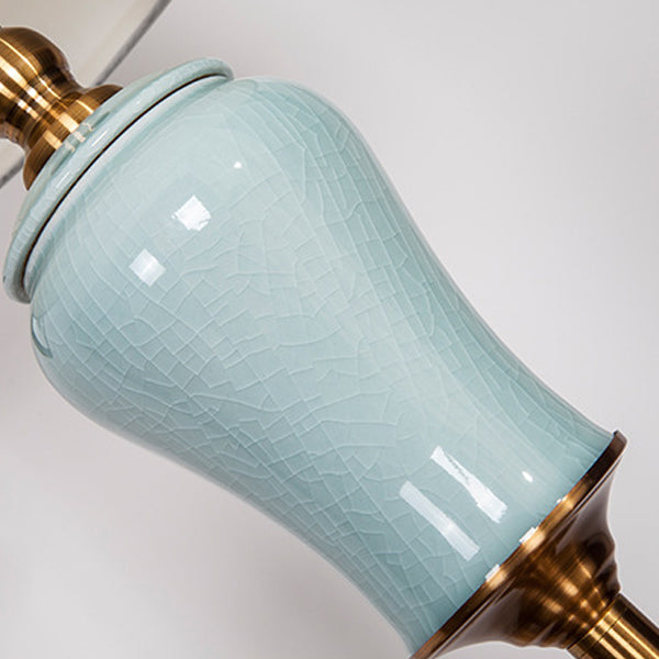 Ceramic Copper Fabric Column Floor Lamp