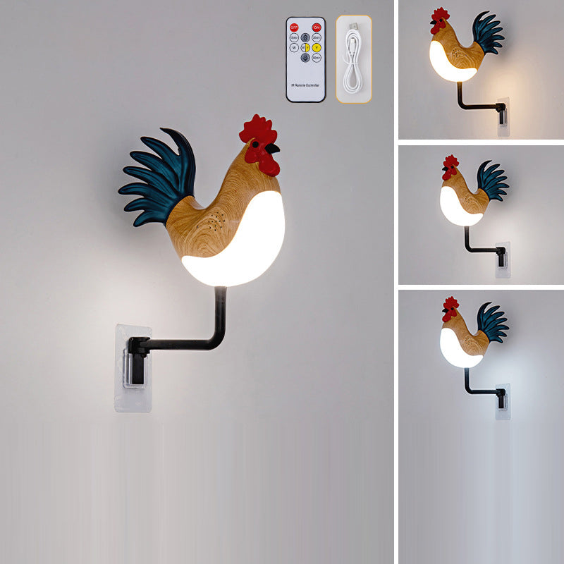 Rechargeable ABS PC Rooster-Shaped Wall Lamp