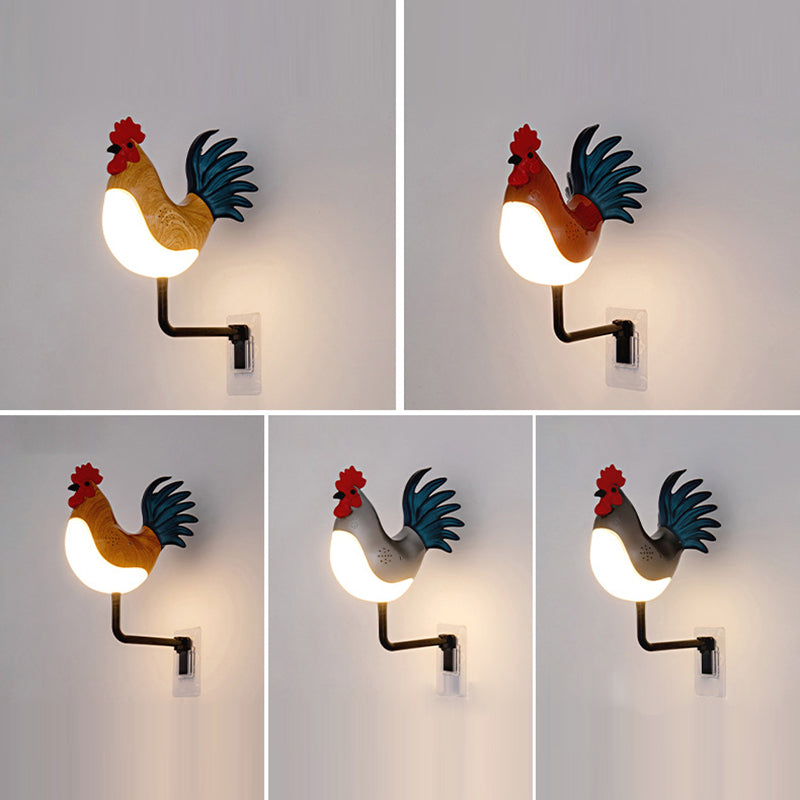Rechargeable ABS PC Rooster-Shaped Wall Lamp