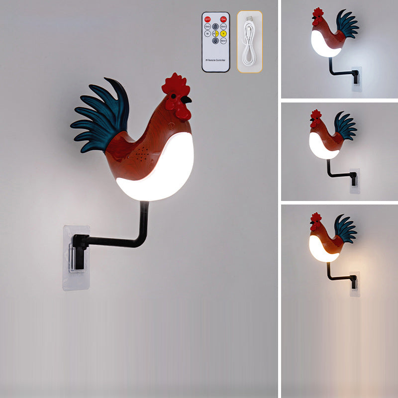 Rechargeable ABS PC Rooster-Shaped Wall Lamp