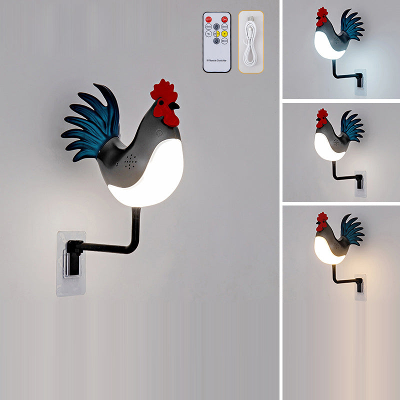 Rechargeable ABS PC Rooster-Shaped Wall Lamp