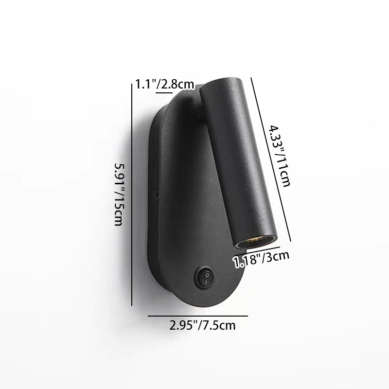 Aluminum Iron Cylindrical Bedside Wall Lamp