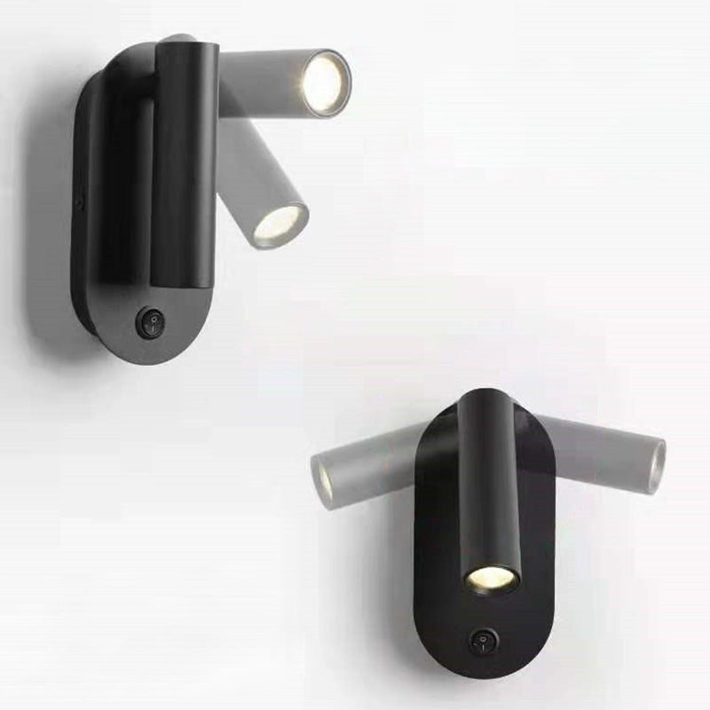 Aluminum Iron Cylindrical Bedside Wall Lamp