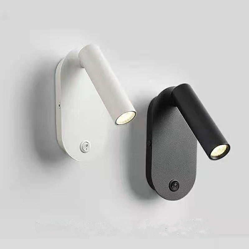 Aluminum Iron Cylindrical Bedside Wall Lamp