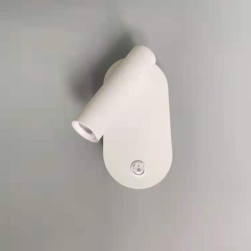 Aluminum Iron Cylindrical Bedside Wall Lamp